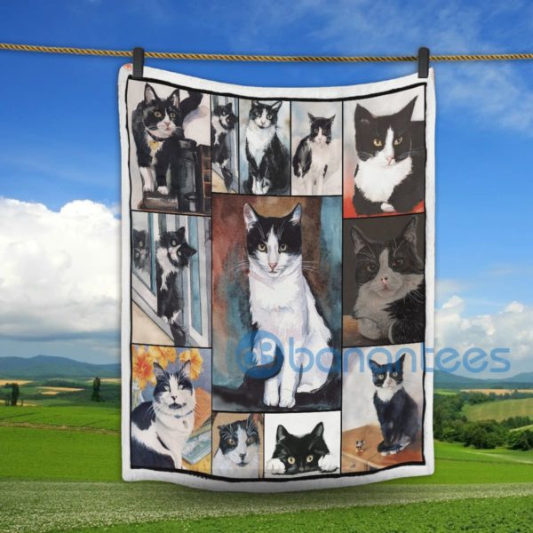 Cat Watercolor Paint Art Sherpa Blanket Product Photo