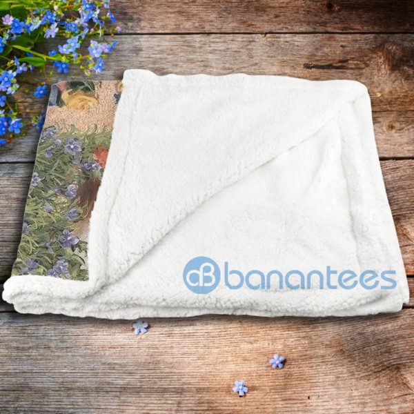 Cats And Flowers Paint Art Sherpa Blanket Product Photo