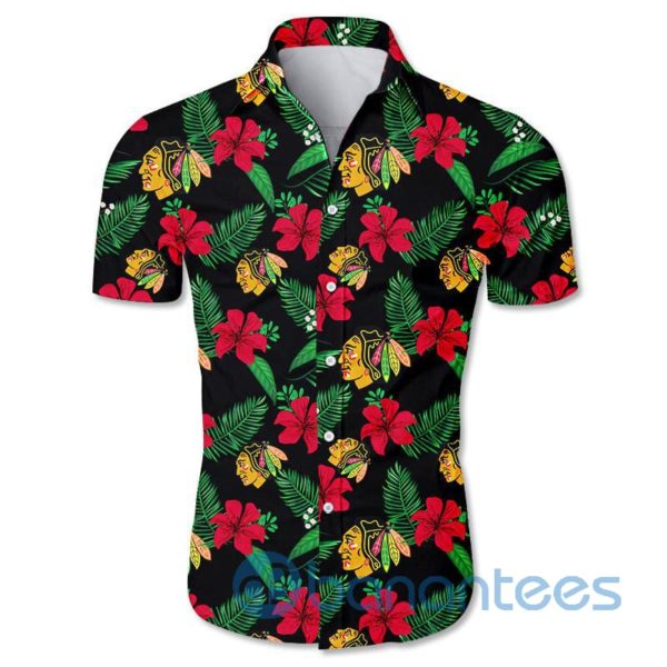 Chicago Blackhawks Floral Short Sleeves Hawaiian Shirt Product Photo