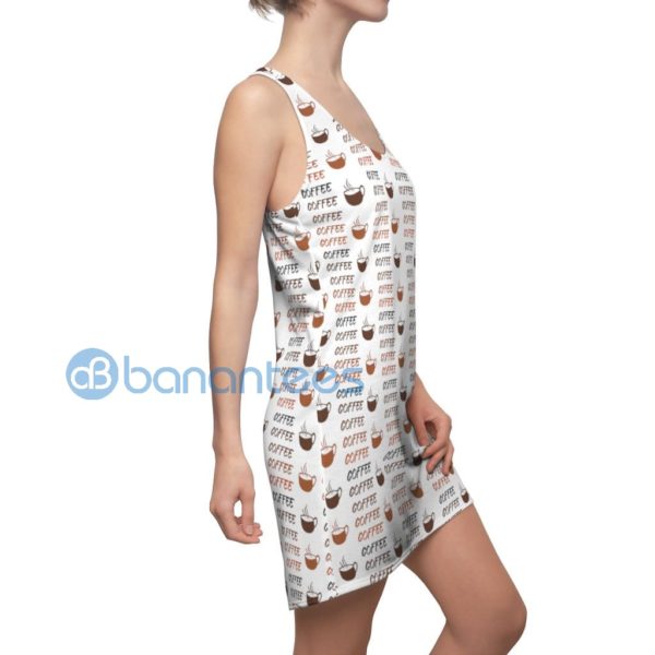 Coffee Cup Seamless Pattern White Racerback Dress For Women Product Photo