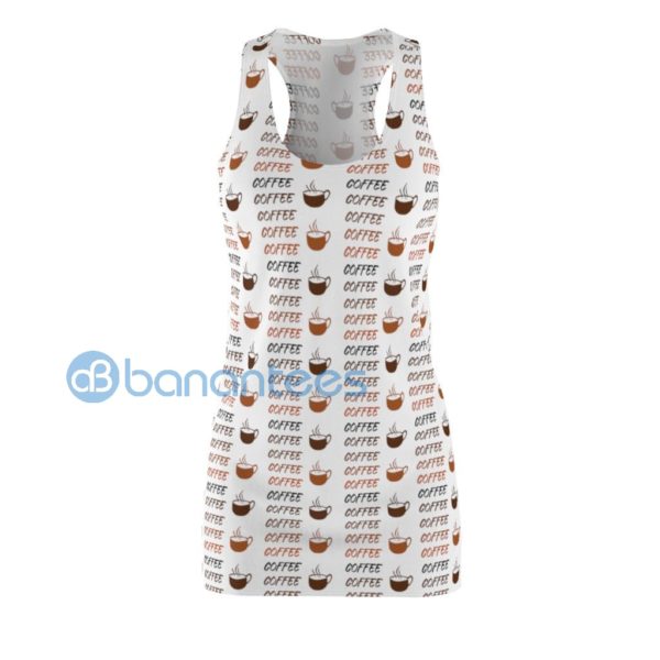 Coffee Cup Seamless Pattern White Racerback Dress For Women Product Photo