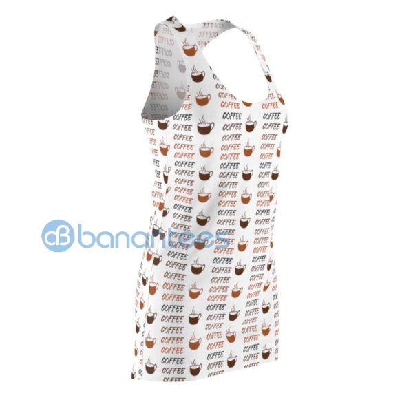 Coffee Cup Seamless Pattern White Racerback Dress For Women Product Photo