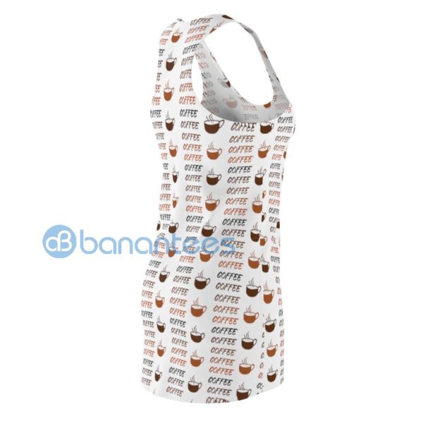 Coffee Cup Seamless Pattern White Racerback Dress For Women Product Photo