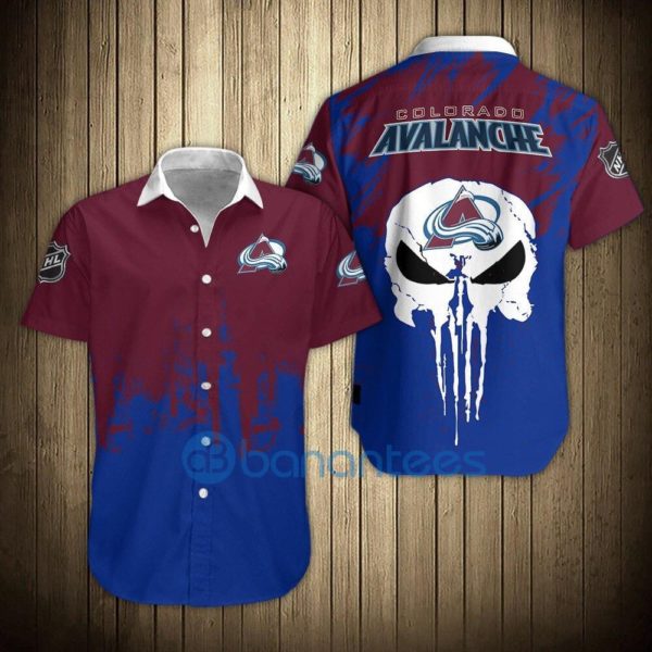 Colorado Avalanche Skull Short Sleeves Hawaiian Shirt Product Photo