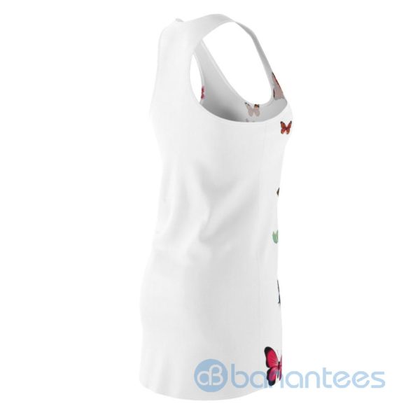 Colorful Butterflies White Racerback Dress For Women Product Photo