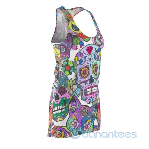 Colorful Flowers Pattern And Flower Skull Design Racerback Dress For Women Product Photo