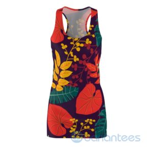Colorful Leaves And Flowers Art Pattern Racerback Dress For Women Product Photo