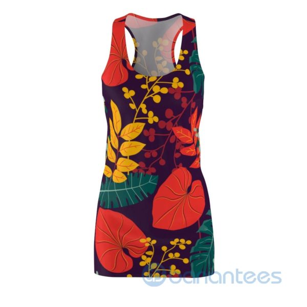 Colorful Leaves And Flowers Art Pattern Racerback Dress For Women Product Photo
