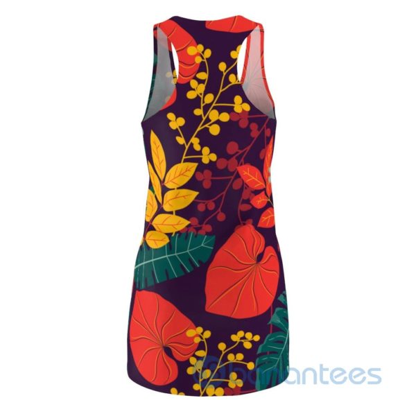 Colorful Leaves And Flowers Art Pattern Racerback Dress For Women Product Photo