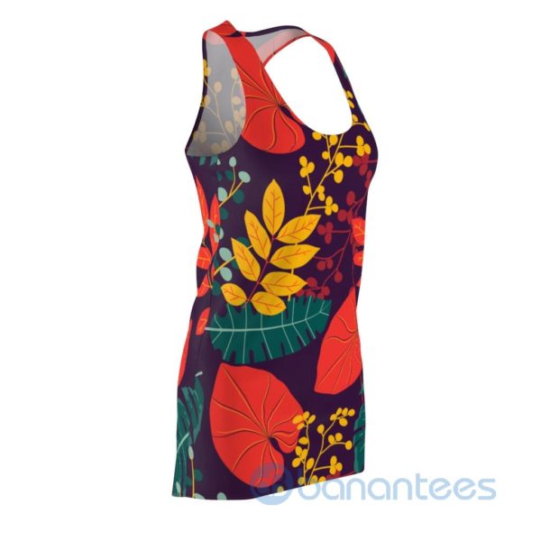 Colorful Leaves And Flowers Art Pattern Racerback Dress For Women Product Photo