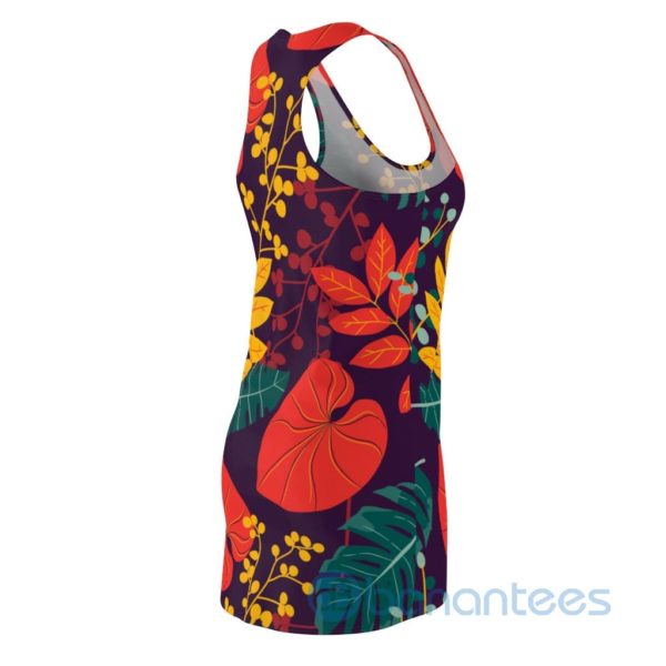 Colorful Leaves And Flowers Art Pattern Racerback Dress For Women Product Photo