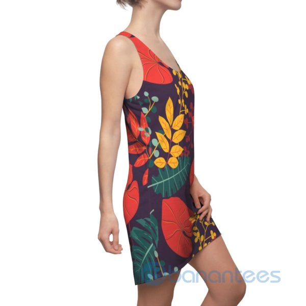 Colorful Leaves And Flowers Art Pattern Racerback Dress For Women Product Photo
