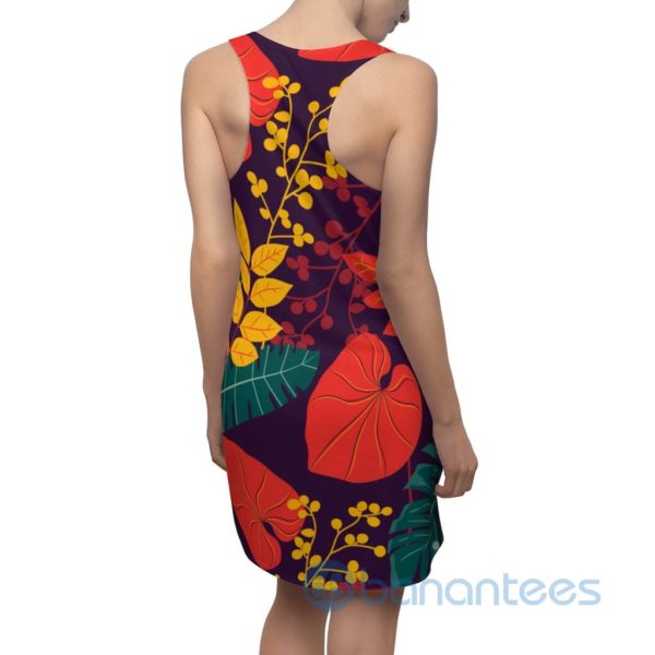 Colorful Leaves And Flowers Art Pattern Racerback Dress For Women Product Photo