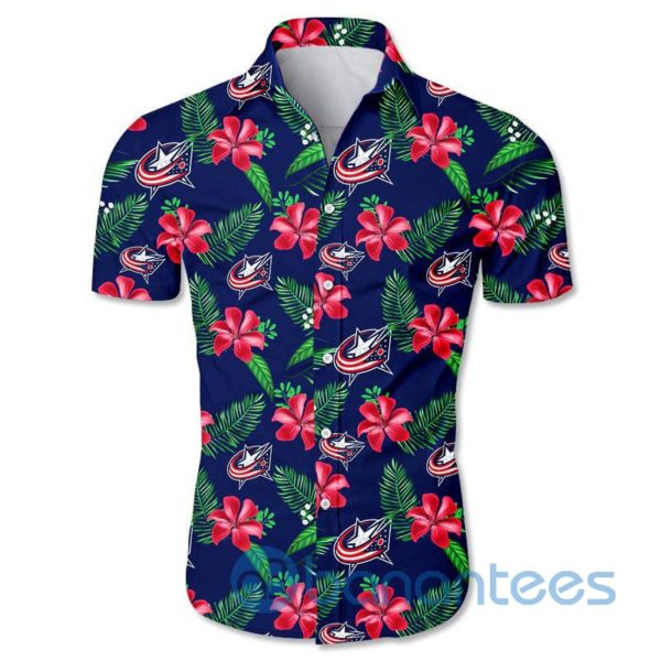 Columbus Blue Jackets Floral Short Sleeves Hawaiian Shirt Product Photo