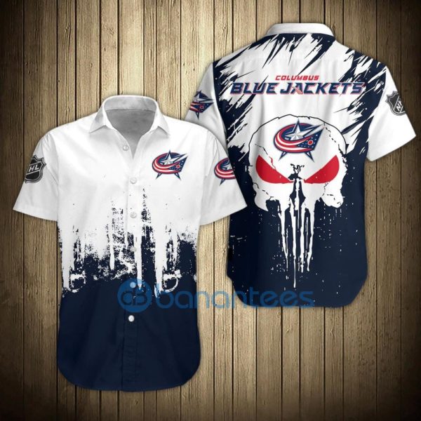 Columbus Blue Jackets Skull Short Sleeves Hawaiian Shirt Product Photo