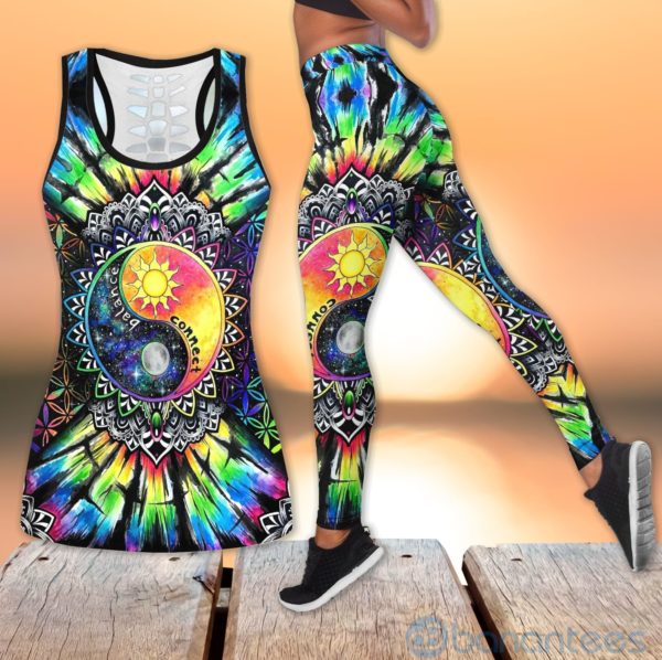 Connecting Elements Yoga Hollow Tank And Legging Outfit Product Photo