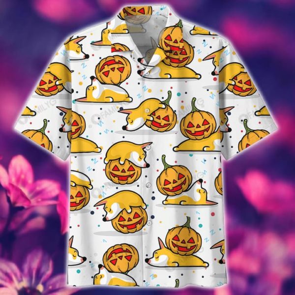 Corgi Shirt Pembroke Welsh Corgi Puppies Dog Hawaiian Shirt Summer Hawaiian Product Photo