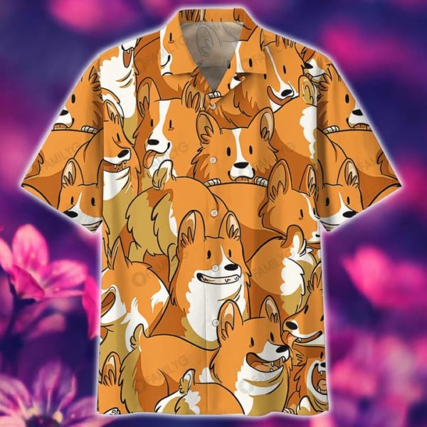 Corgi Shirt Welsh Corgi Pups Dog Hawaiian Shirt Summer Hawaiian Product Photo