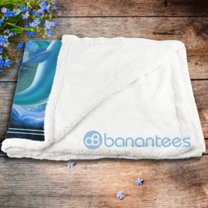 Couple Dolphin To My Wife I Luv You To The Moon And Back Sherpa Blanket Product Photo