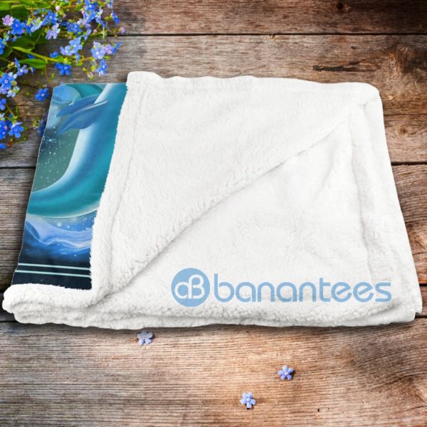 Couple Dolphin To My Wife I Luv You To The Moon And Back Sherpa Blanket Product Photo
