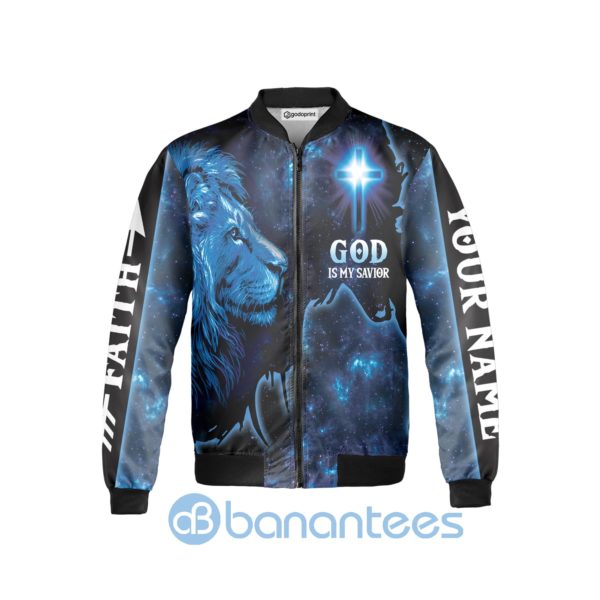 Custom Name Faith God Is My Savior Way Maker Lion Fleece Bomber Jacket Product Photo