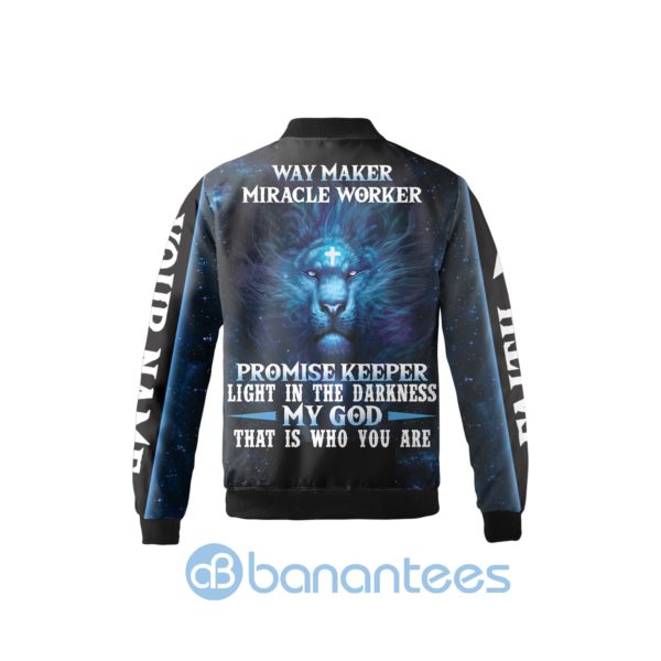 Custom Name Faith God Is My Savior Way Maker Lion Fleece Bomber Jacket Product Photo