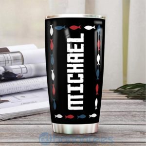 Custom Name Gift For Dad American Flag Hunting Fishing Tumbler Product Photo