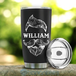 Custom Name Gift For Dad Awesome Dads Tattoos Beards Tumbler Product Photo