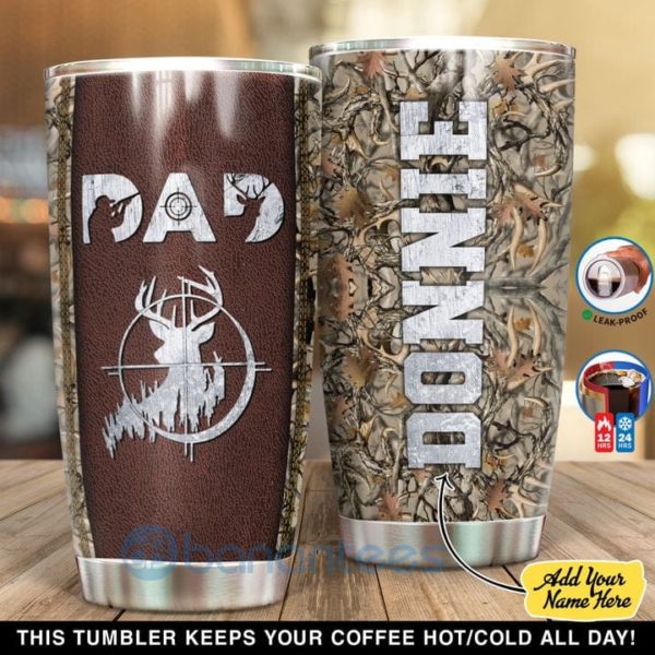 Custom Name Gift For Dad Awesome Deer Hunting Dad Tumbler Product Photo