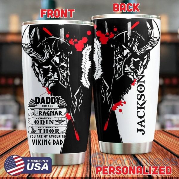 Custom Name Gift For Dad Awesome Viking Dad Tumbler Product Photo