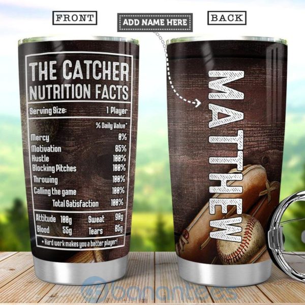 Custom Name Gift For Dad Baseball Catcher Fact Tumbler Product Photo