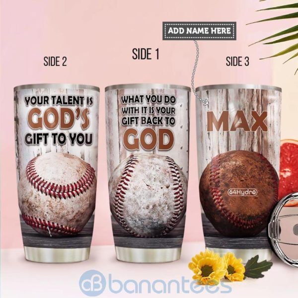 Custom Name Gift For Dad Baseball God Gift Tumbler Product Photo