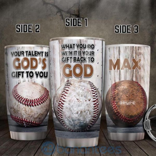 Custom Name Gift For Dad Baseball God Gift Tumbler Product Photo