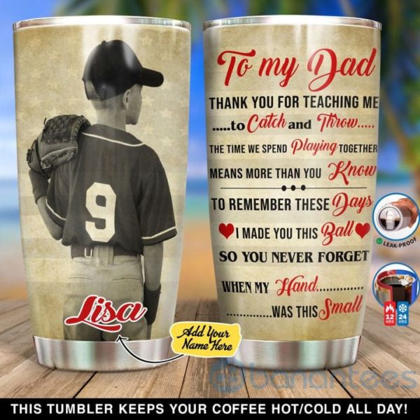 Custom Name Gift For Dad Baseball I Made You This Ball Tumbler Product Photo
