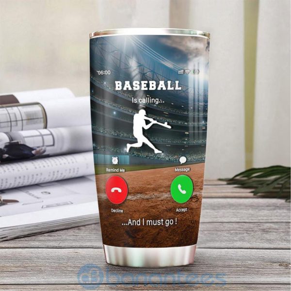 Custom Name Gift For Dad Baseball Is Calling And I Must Go Tumbler Product Photo
