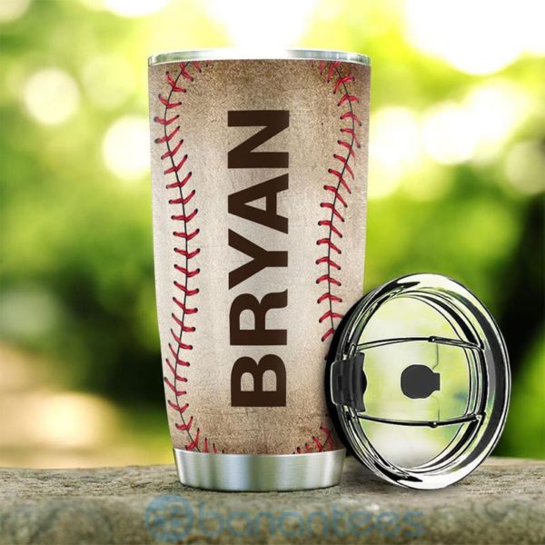 Custom Name Gift For Dad Baseball Never Give Up Tumbler Product Photo