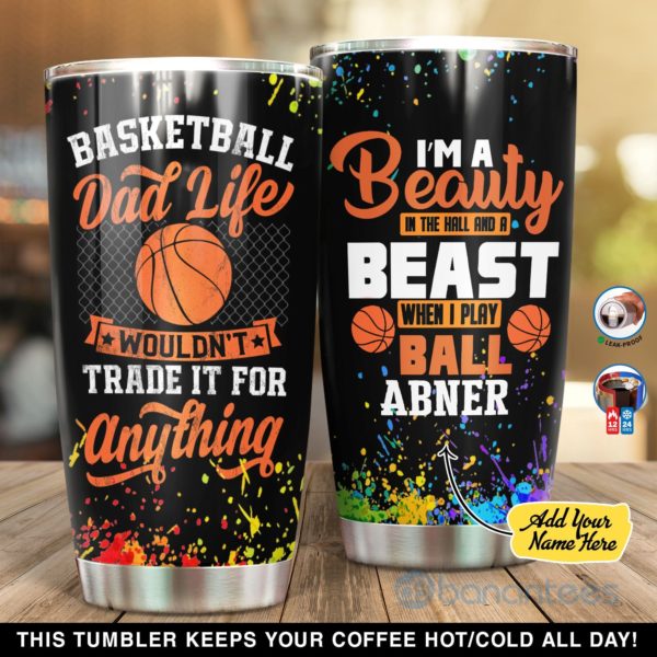 Custom Name Gift For Dad Basketball Dad Life Tumbler Product Photo