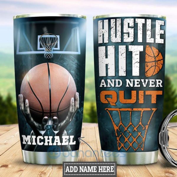 Custom Name Gift For Dad Basketball Hustle Hit Tumbler Product Photo