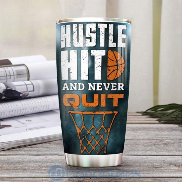 Custom Name Gift For Dad Basketball Hustle Hit Tumbler Product Photo