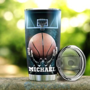 Custom Name Gift For Dad Basketball Hustle Hit Tumbler Product Photo
