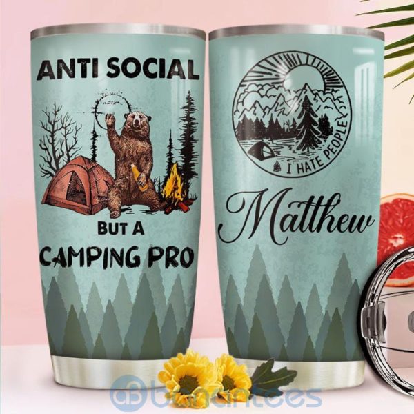 Custom Name Gift For Dad Bear Camping Pro Tumbler Product Photo