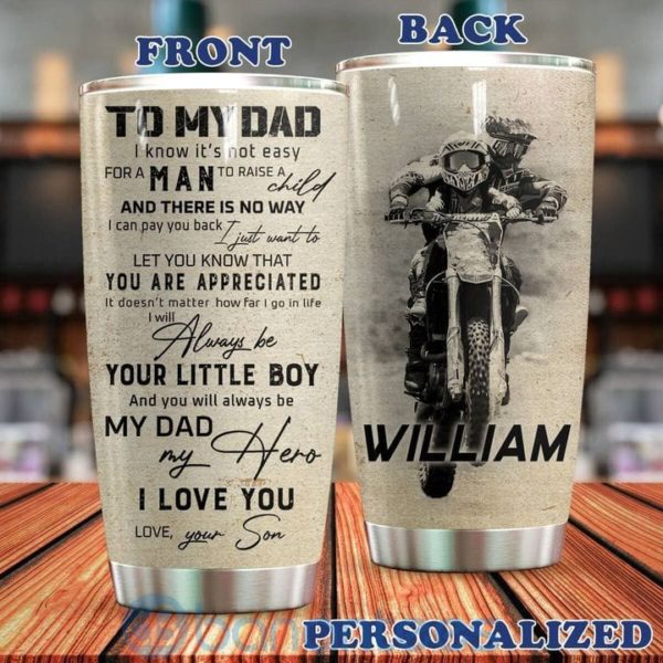Custom Name Gift For Dad Biker Dad Super Awesome Tumbler Product Photo