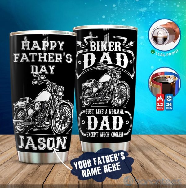 Custom Name Gift For Dad Biker Dad Tumbler Product Photo