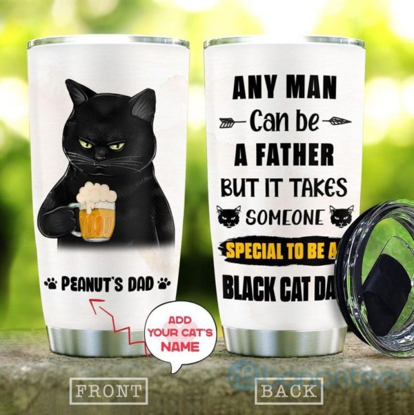 Custom Name Gift For Dad Black Cat Dad Tumbler Product Photo