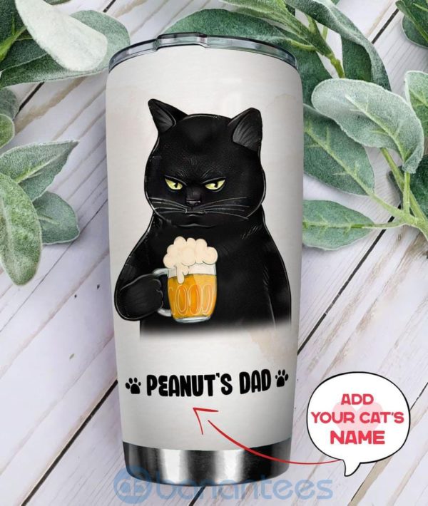 Custom Name Gift For Dad Black Cat Dad Tumbler Product Photo