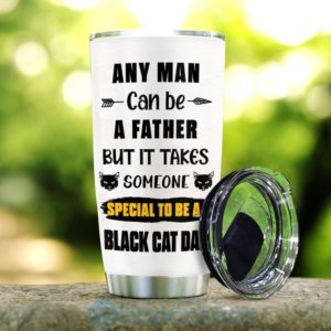 Custom Name Gift For Dad Black Cat Dad Tumbler Product Photo