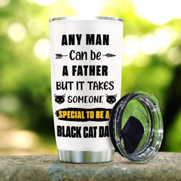 Custom Name Gift For Dad Black Cat Dad Tumbler Product Photo