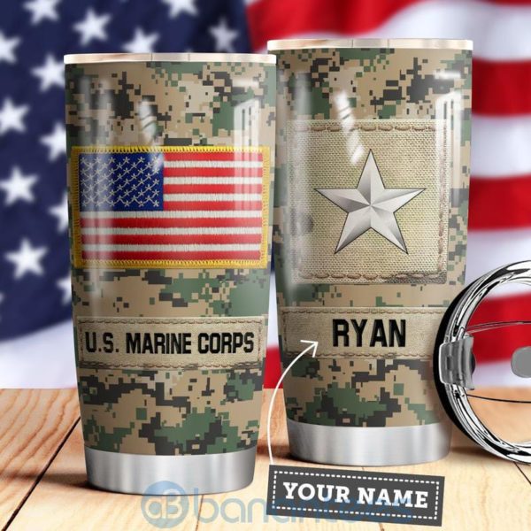 Custom Name Gift For Dad Camo US Marine Corps Tumbler Product Photo