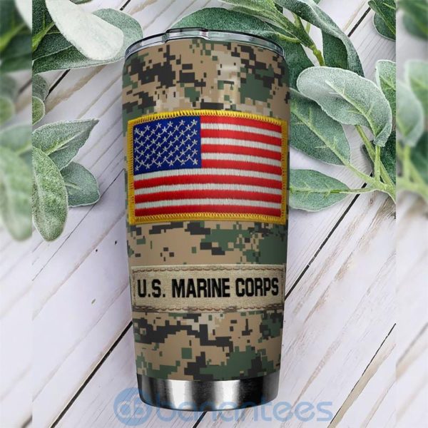 Custom Name Gift For Dad Camo US Marine Corps Tumbler Product Photo