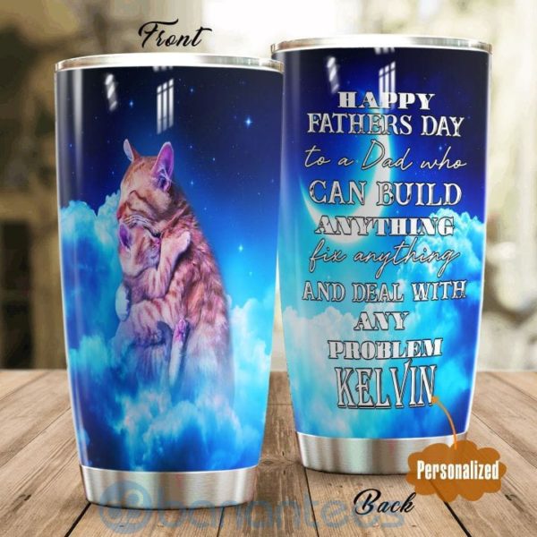 Custom Name Gift For Dad Cat Dad Tumbler Product Photo
